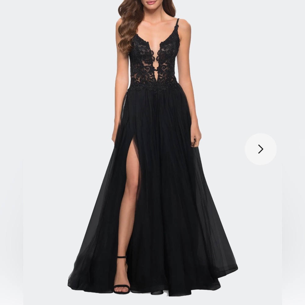 Tulle A Line Gown with Lace Rhinestone Bodice